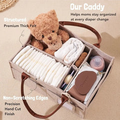 Panier de rangement en feutre pour bébé, panier de rangement pour pépinière, sac à couches pour nourrissons avec poignée, porte-mouche à langer pour enfants, grande poche