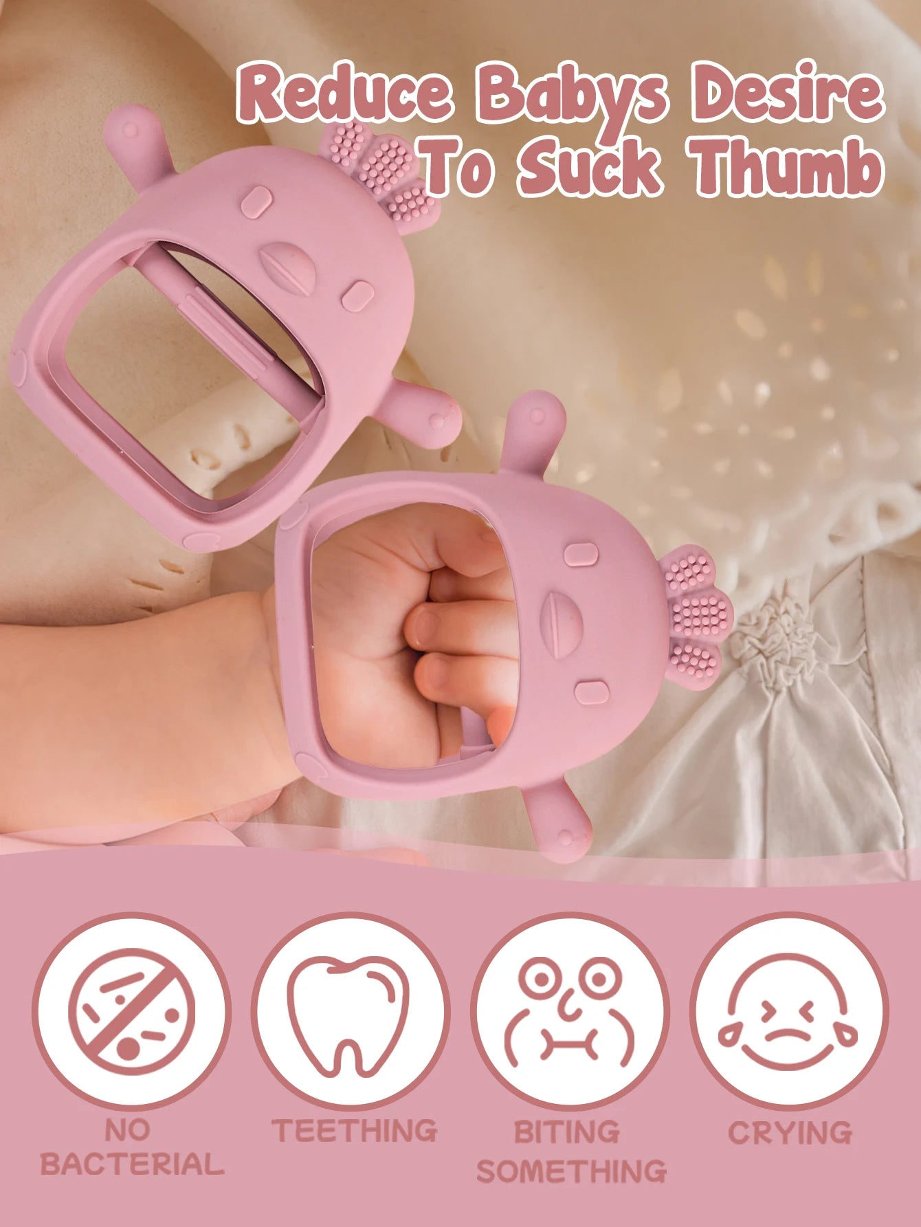 Gants de dentition en Silicone pour bébé, sans BPA, pour enfants, soins dentaires pour nouveau-né, gencives, Anti-alimentation, main  Accessoires pour bébé avec bâton molaire