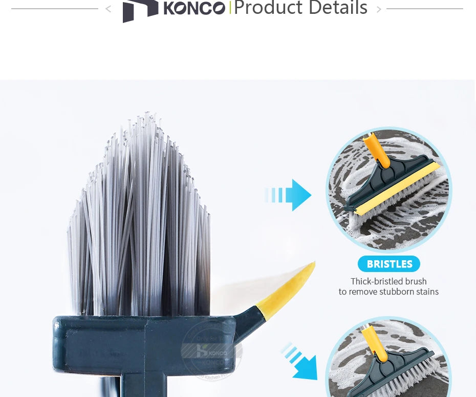 Brosse de nettoyage de sol 2 en 1, brosse de nettoyage à Long manche, essuie-glace amovible, balai magique, raclette, carrelage, outils de nettoyage de cuisine