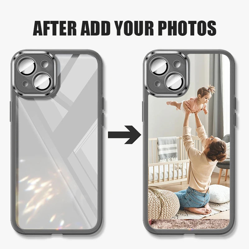 Coque de téléphone personnalisée avec Photo et nom, étui en Silicone TPU souple antichoc pour iPhone 16 15 Pro Max 14 13 12 Pro 11