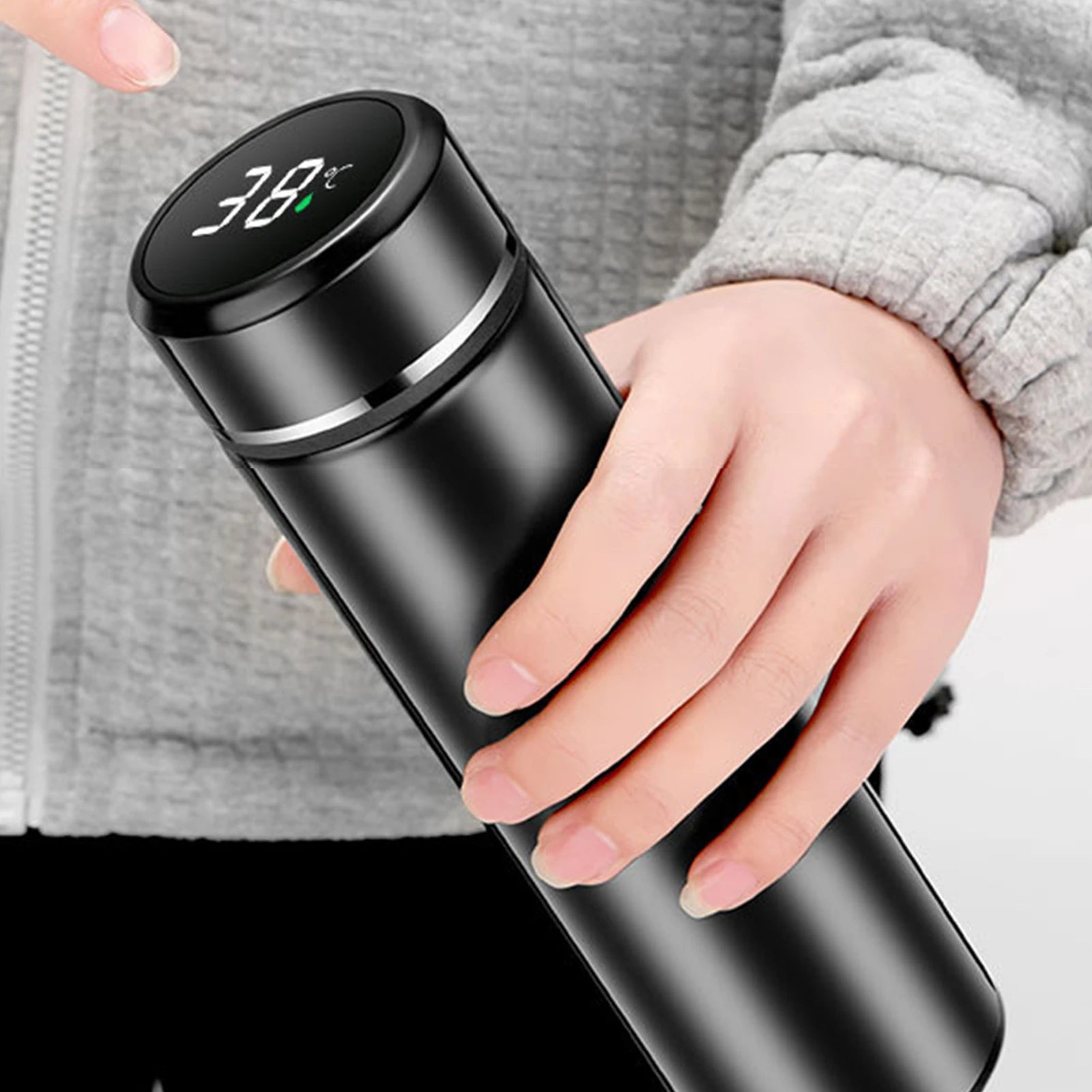 500ml Stainless Steel Vacuum Insulated Smart Water Bottle, LED Temperature Display, Spill-Proof, Portable for Home, Travel and Sports