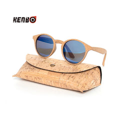 Kenbo haute qualité ronde bois bambou Grain lunettes de soleil polarisées avec étui mode femmes homme nuances lunettes de soleil en bois