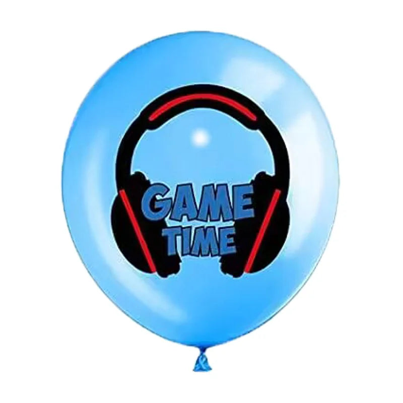 Video game themed latex balloons, level balloon for gamers, blue game controller, birthday party, children's party favors, Happy Boys