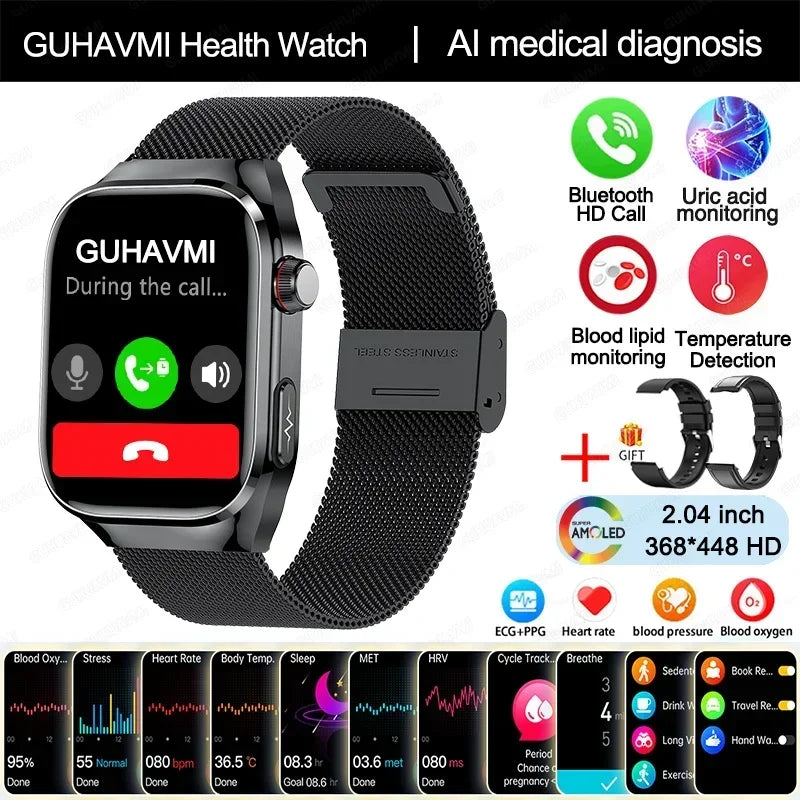 Xiaomi pression artérielle acide uricique graisse corporelle Smartwatch Micro examen physique orgue santé montres Bluetooth appel montre intelligente