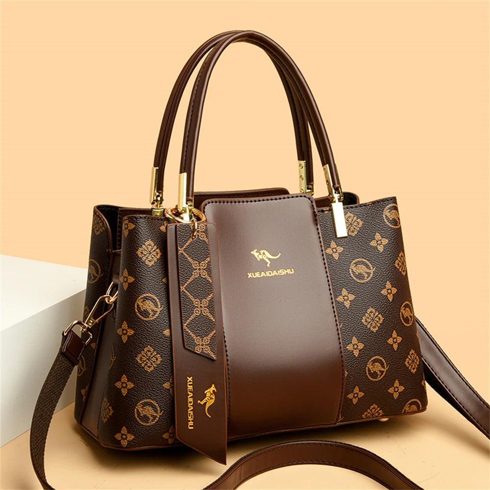 Sac à main de luxe imprimé grande capacité en cuir souple pour femmes, sac à bandoulière de loisirs de styliste pour dames