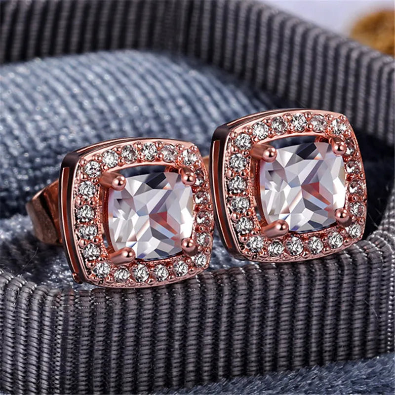 Boucles d'oreilles rondes en cristal pour femmes, argent regardé 925, bijoux de mariage vintage, luxe, blanc, Zcomprend sur pierre