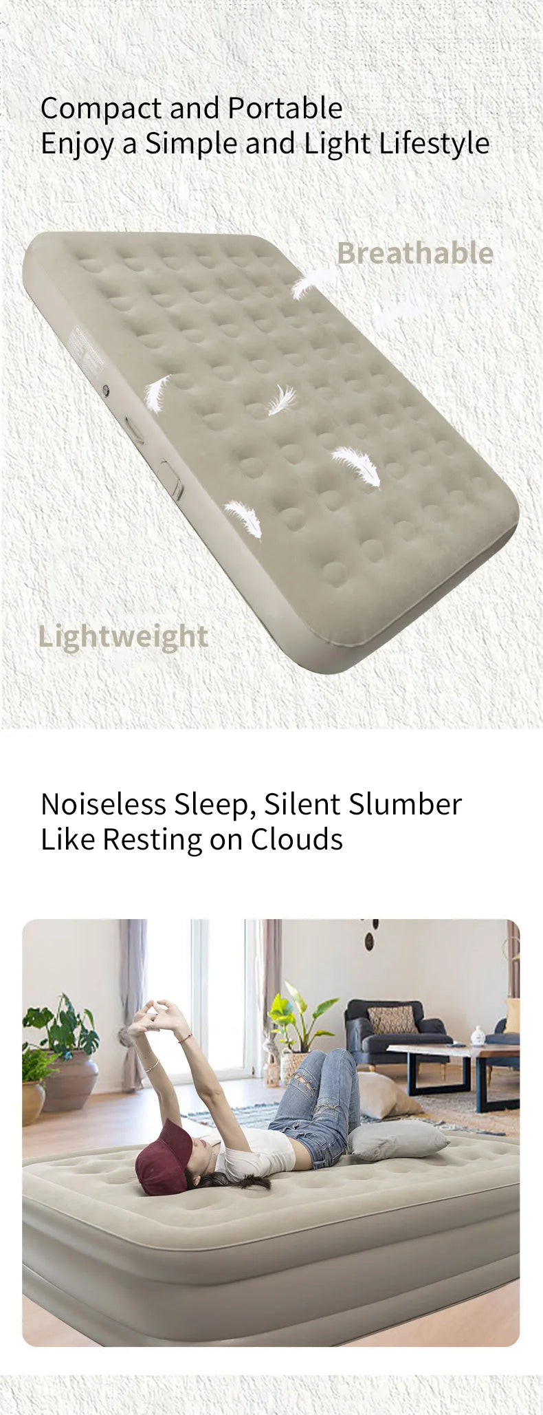 Matelas pneumatique intérieur tapis de Glamping matelas de couchage gonflable en PVC tapis de lit de Camping de luxe pour 2 personnes tapis épais à pompe intégrée