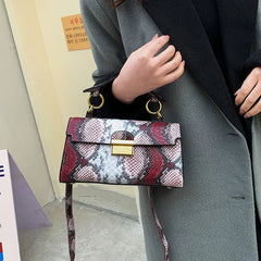 Women's PU leather shoulder bag, snakeskin pattern, square messenger bag, women's tote bag, insider bags, luxury brand, 2023 