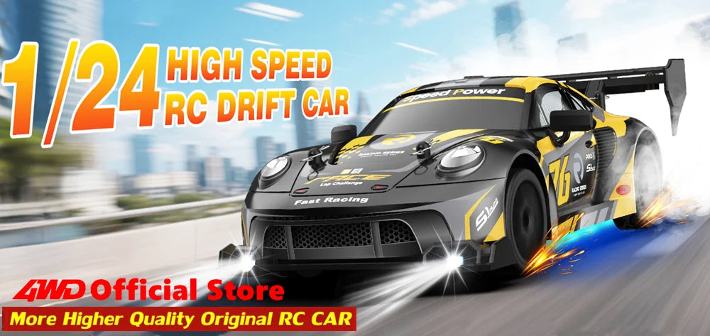 4WD RC Drift Car, High-Speed ​​Remote Control Racing Vehicle with LED Lights, 2.4GHz Radio, 4x4 Off-Road Truck, Children's Toy