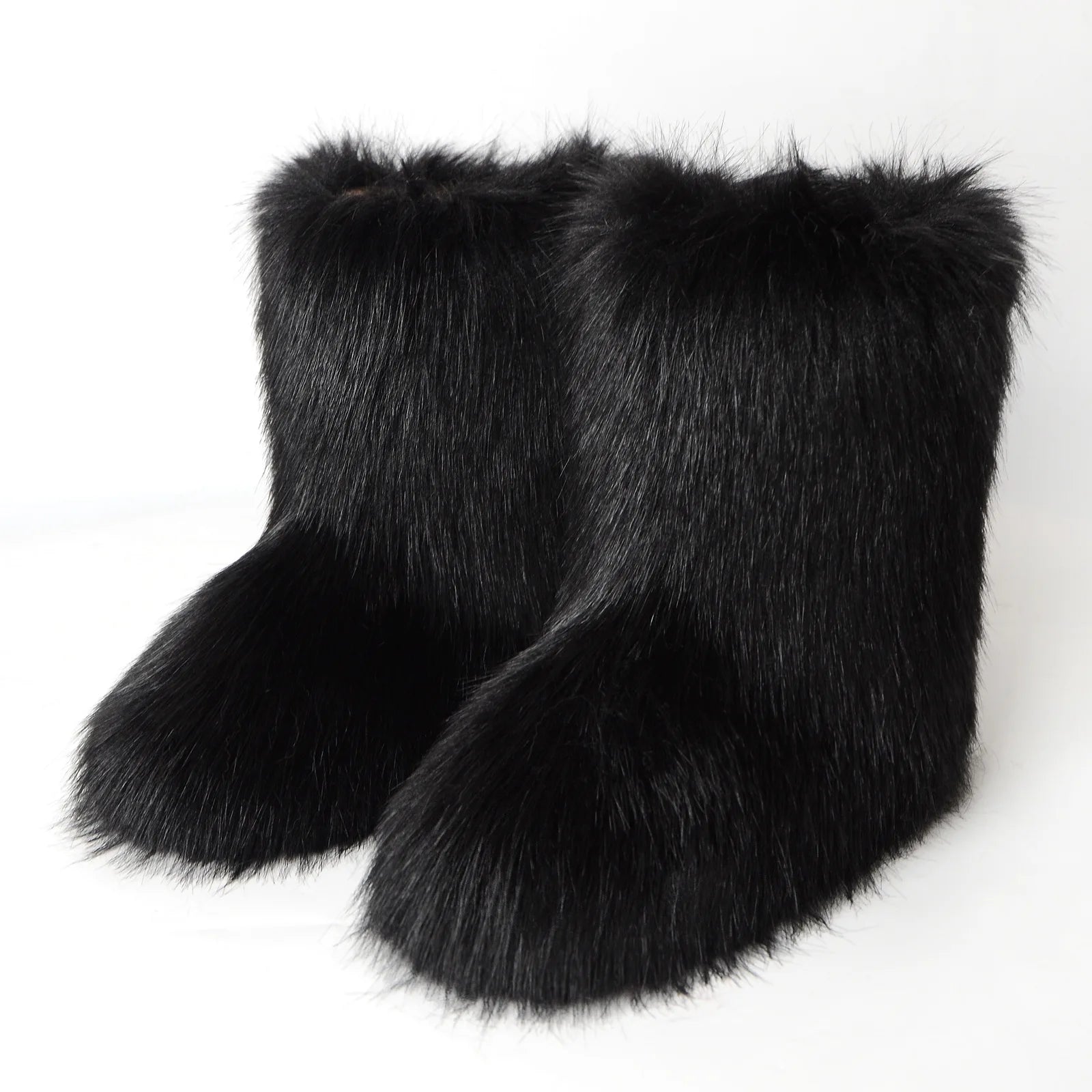 Bottes de neige d'hiver pour femmes en plein air de luxe fourrure fausse fourrure de renard bottes femme en peluche chaud plate-forme chaussures nouvelle mode Bottes grande taille 46