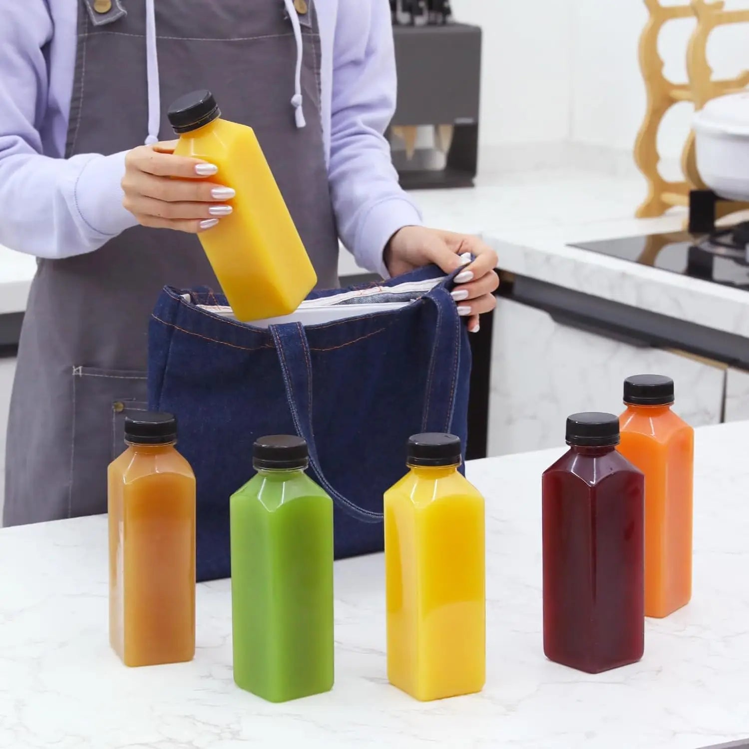 2 ou 6 jus en plastique réutilisables HI avec couvercle, 5 Oz, 8 Oz, 12 Oz, 16 oz, idéal pour la Smunvétérans wn ie, le lait, etc. -Facile à nettoyer et à compléter-Leak-Verde pour Bpa
