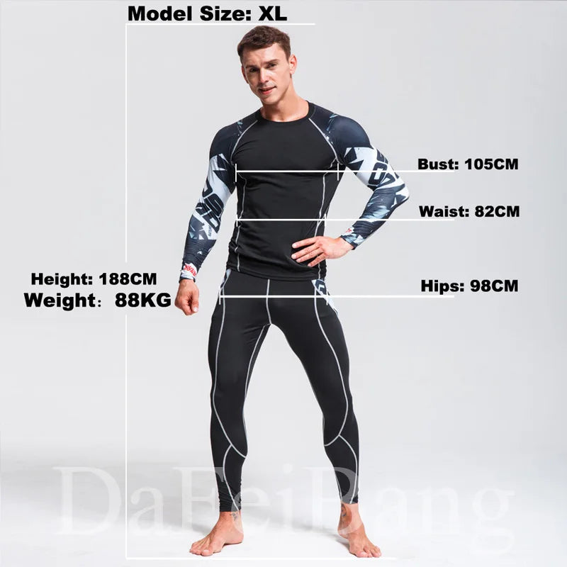 New Men's Thermal Underwear Sets, Compression Sports Suit, Sweat-Wicking, Quick-Drying Thermal Underwear, Men's Long Johns Sets