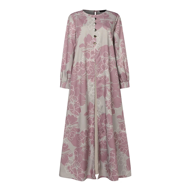 ZANZEA-Robe maxi patchwork à manches longues pour femmes, Abaya musulmane, Robe d'été élégante, Robe imprimée florale, Robe de ramadan, Kaftan éducatif, Mode