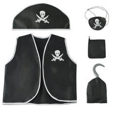 Costume de cosplay pour enfants, glaçage noir, chapeau en visière, ensemble de crochets et de sacs pour enfants, fête à thème d'Halloween, habillage pour garçon, 7,5
