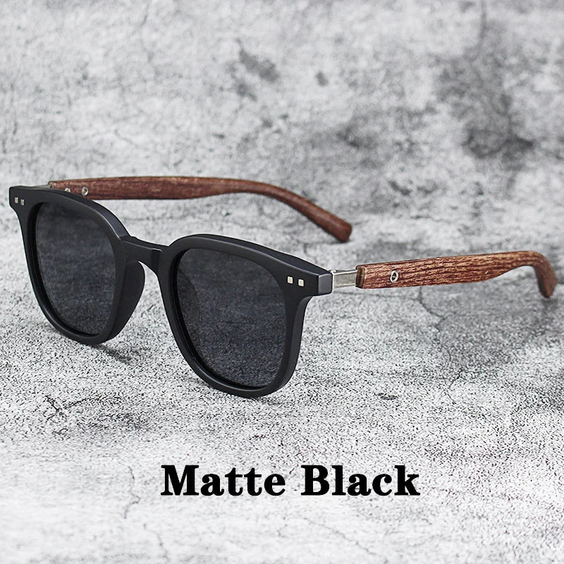 Nouveaux hommes Vintage cadre en bois lunettes de soleil marque classique carré lunettes de soleil revêtement lentille conduite lunettes pour femmes mâle