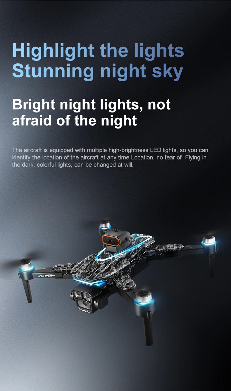 Nouveau Drone D13 4K professionnel trois caméras HD avec grand écran 5G WIFI FPV Dron flux optique sans brosse vol stationnaire pliable quadrirotor