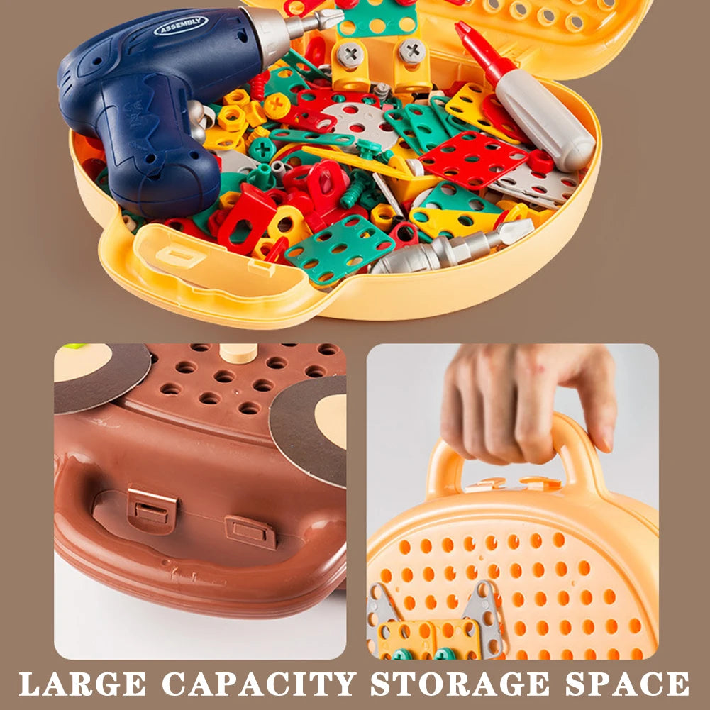 Perceuse électrique pour enfants, boîte à outils, jeux de perçage, Puzzle éducatif, jouet pour garçons, Puzzle à vis Montessori, jouets de jeu de simulation pour enfants