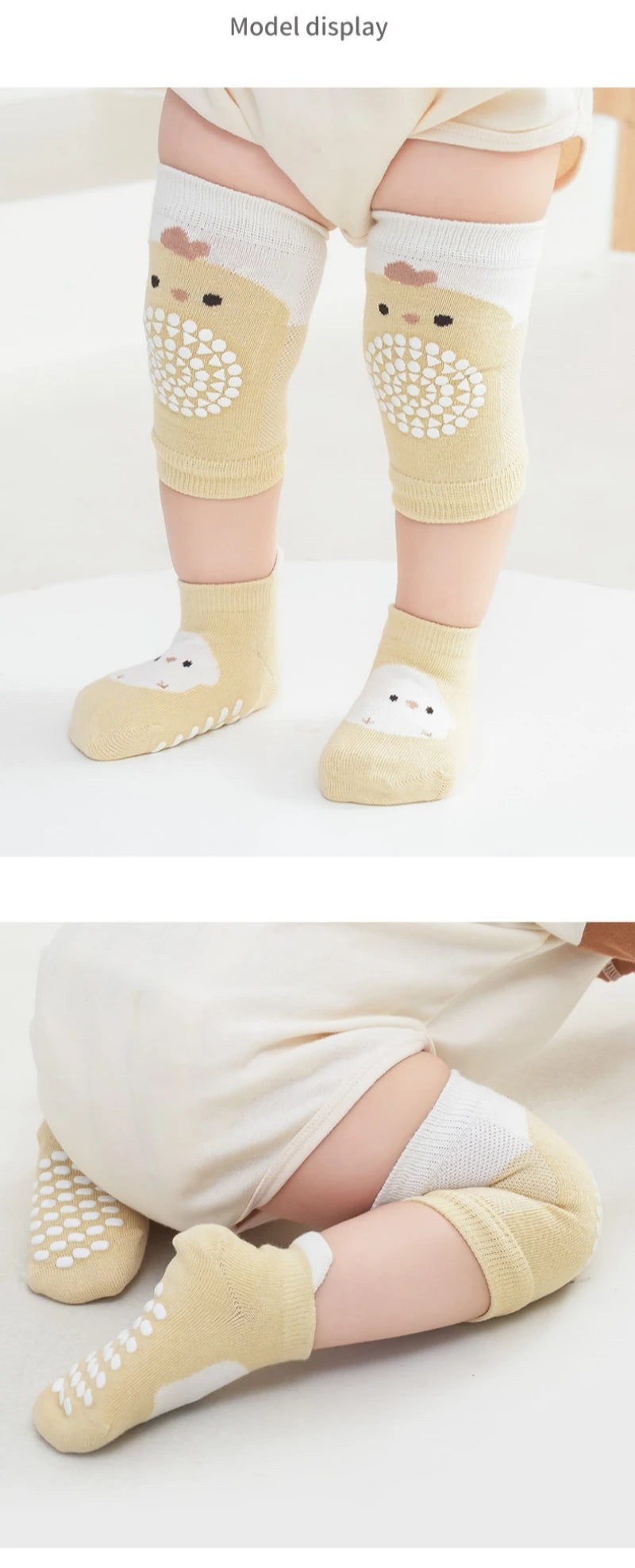 Ensemble de genouillères et de chaussettes de sol pour bébé, coussin non ald inoling, protecteur de chaussettes pour tout-petits, genouillère de sécurité, fille et garçon, 2 pièces