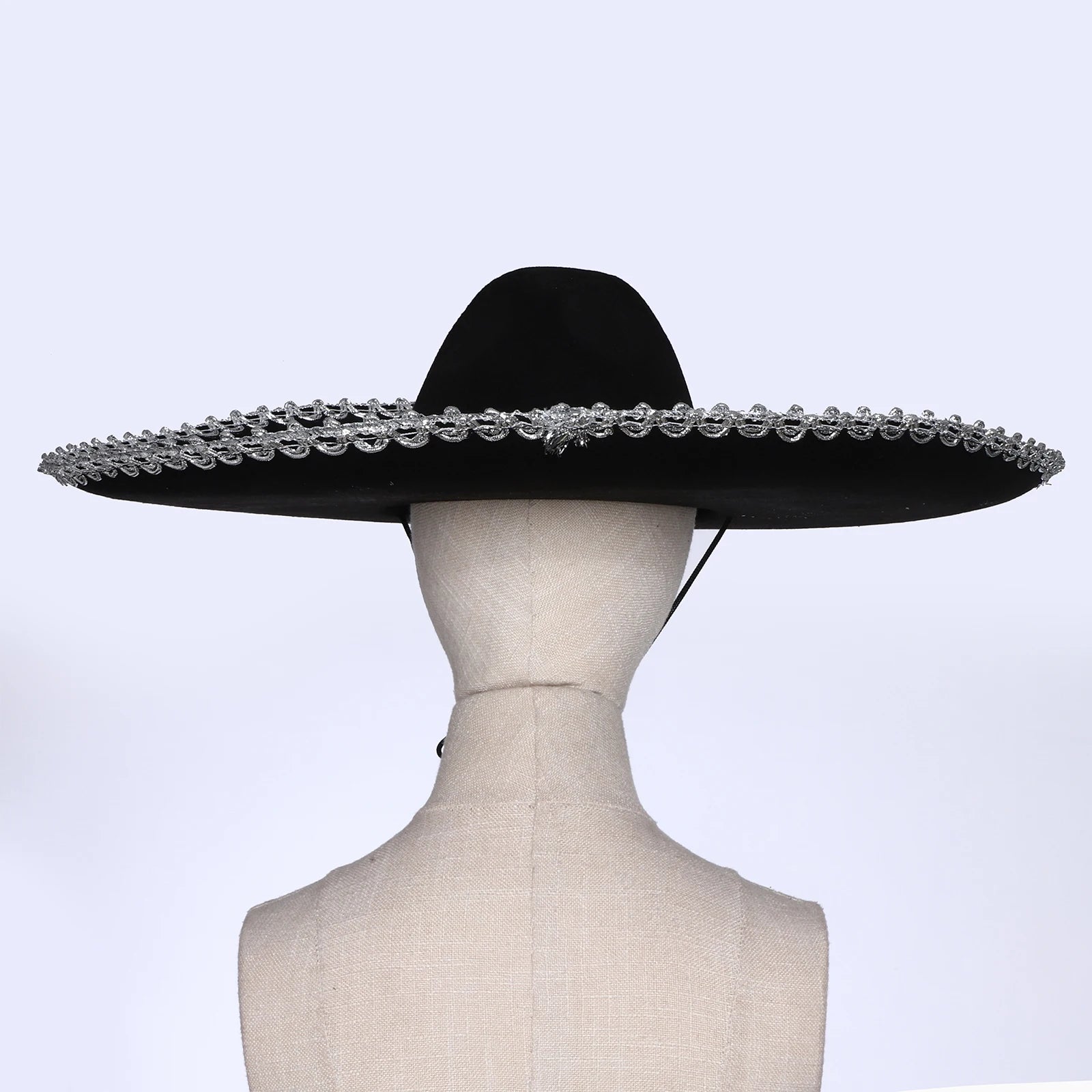 Chapeau mexicain unisexe pour adultes et enfants, motif de crâne tressé métallique, chapeau noir à large bord pour l'été, chapeau de soleil en plein air, accessoire de Cosplay d'halloween