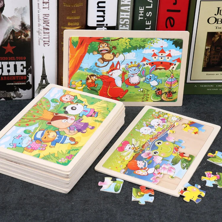 Nouveau 24 pièces Puzzles en bois enfants dessin animé Animal bois Puzzle jouets d'apprentissage éducatif précoce pour enfants cadeau