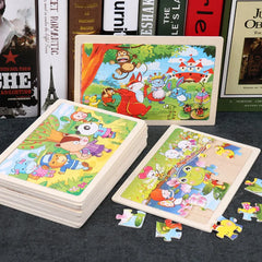 Nouveau 24 pièces Puzzles en bois enfants dessin animé Animal bois Puzzle jouets d'apprentissage éducatif précoce pour enfants cadeau