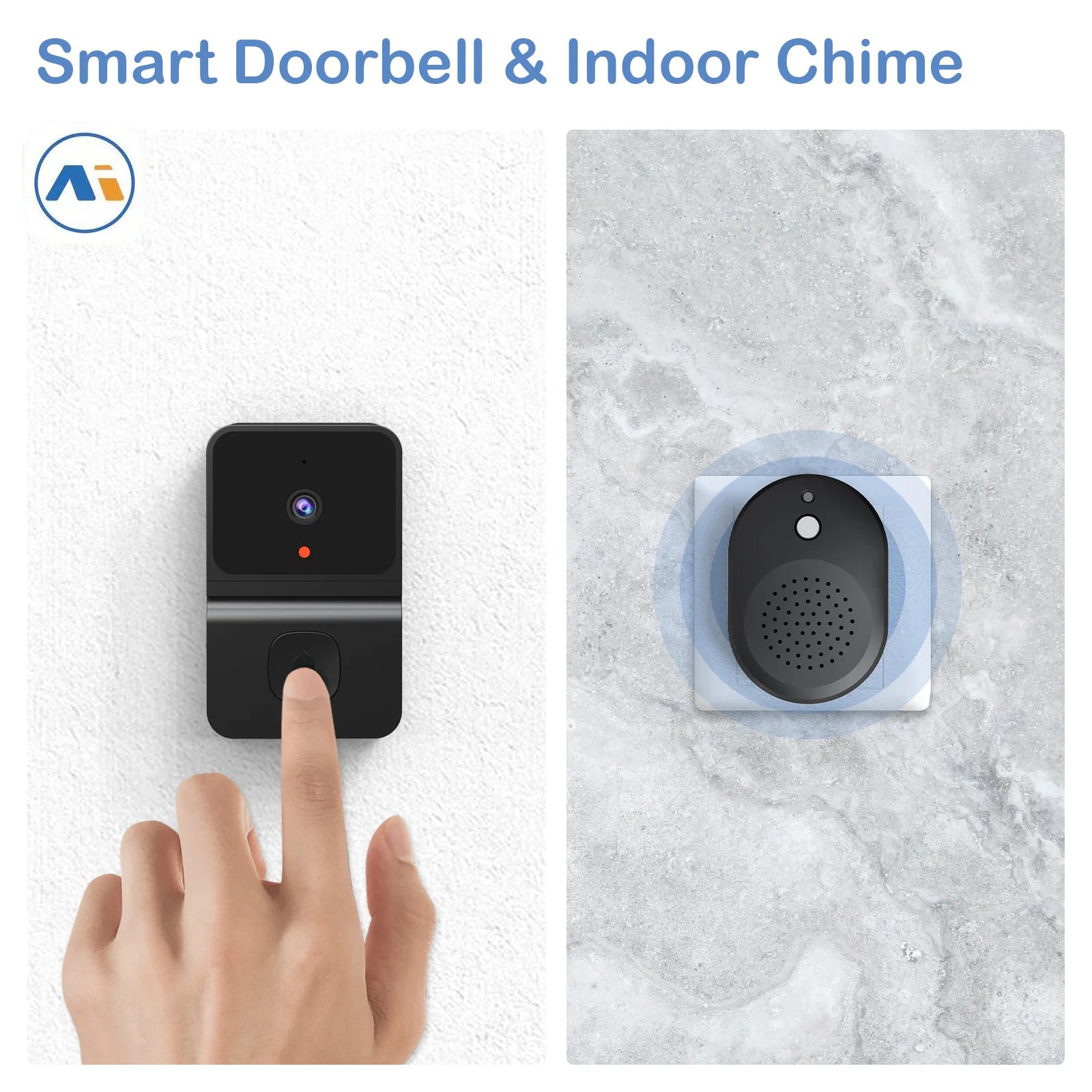 Wireless Wi-Fi Doorbell with Outdoor HD Camera, Night Vision Video Intercom, Voice Changer, Home Monitor, Security Doorbell