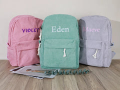 Sac d'école pour enfants, sac à dos personnalisé pour tout-petits, sac de livre pour enfants avec nom brodé, sac à dos en velours côtelé pour cadeau d'anniversaire, sac à couches