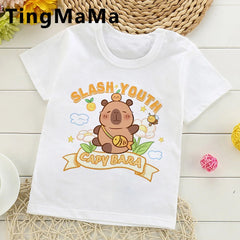 Enfants T-shirt basique femmes hommes Capybara t-shirts 3-10 ans enfants à manches courtes vêtements garçons filles col rond hauts cadeaux d'anniversaire
