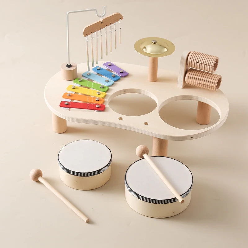 Jouets éducatifs pour bébés, cloches éoliennes en bois, jouets musicaux Montessori pour enfants, Xylophone, cadeaux d'anniversaire pour nouveau-nés, jouets de Table musicale