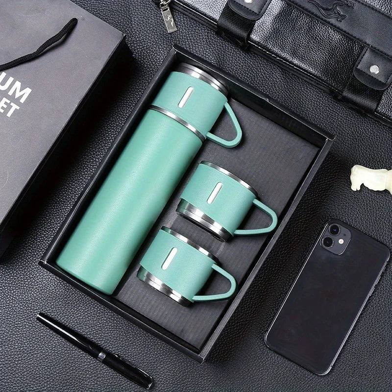 Bouteille Thermos personnalisée avec texte gravé au Laser, 500ml/17oz, avec isolation d'oreille de levage, bouteille d'eau à couvercle élastique en acier inoxydable