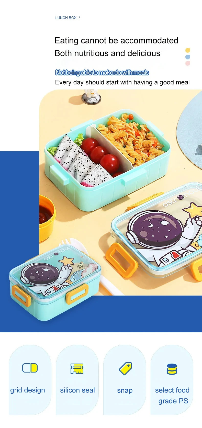 Boîte à déjeuner mignonne pour enfants, filles et garçons, avec compartiments, boîte à déjeuner Bento, étanche, boîtes à collations alimentaires pour enfants, nouveau 2025