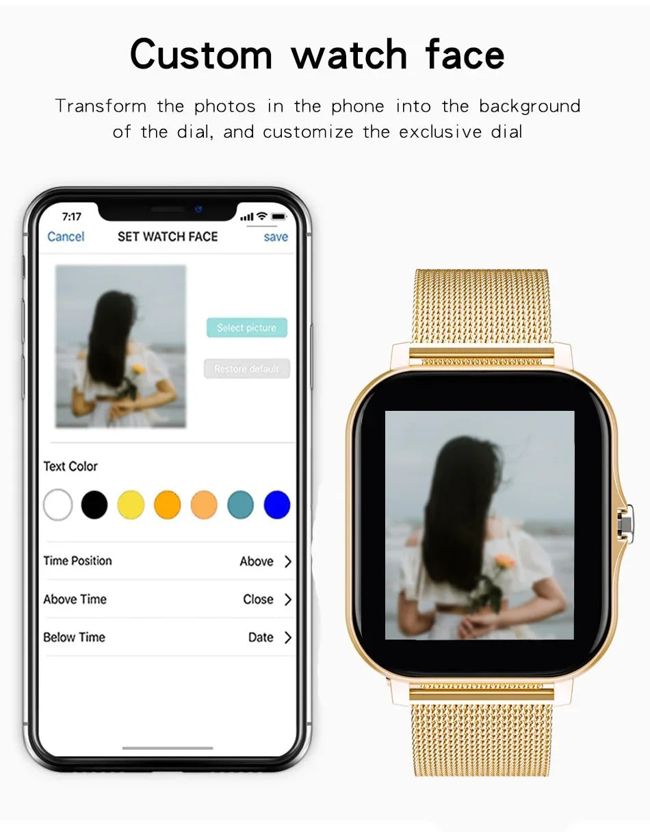 Montre intelligente pour téléphone android. Écran couleur 1,44 pouces, entièrement tactile, appel Bluetooth, montre intelligente, charge magnétique