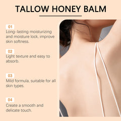 Baume de Tallow de boeuf alimenté en herbe biologique, miel cru, hydratant, doux, améliore l'élasticité, crème hydratante lisse longue durée, soins pour la peau