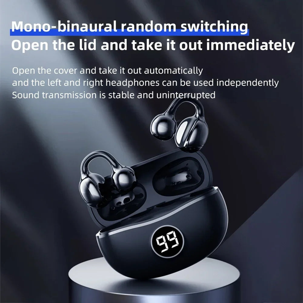 Casque sans fil Fone Bluetooth casque avec micro mains libres suppression du bruit écouteurs Clip oreille musique sport jeu bouchon d'oreille