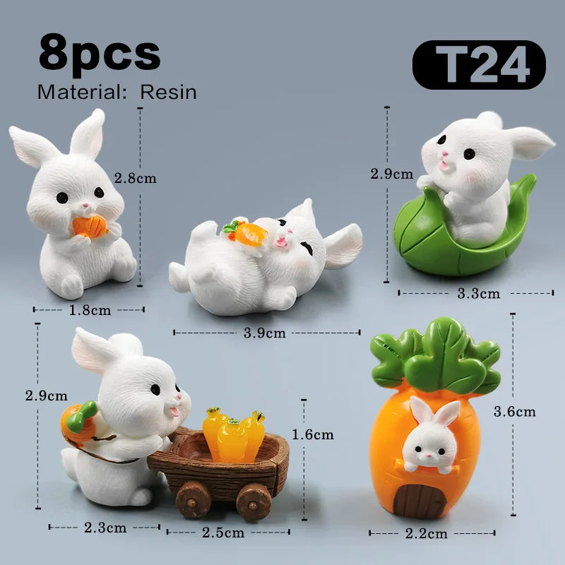 Figurine de lapin de pâques de noël, bricolage, paysage, maison, Kawaii, décor de chambre Miniature, accessoires de décoration de jardin féerique, moderne, 2025