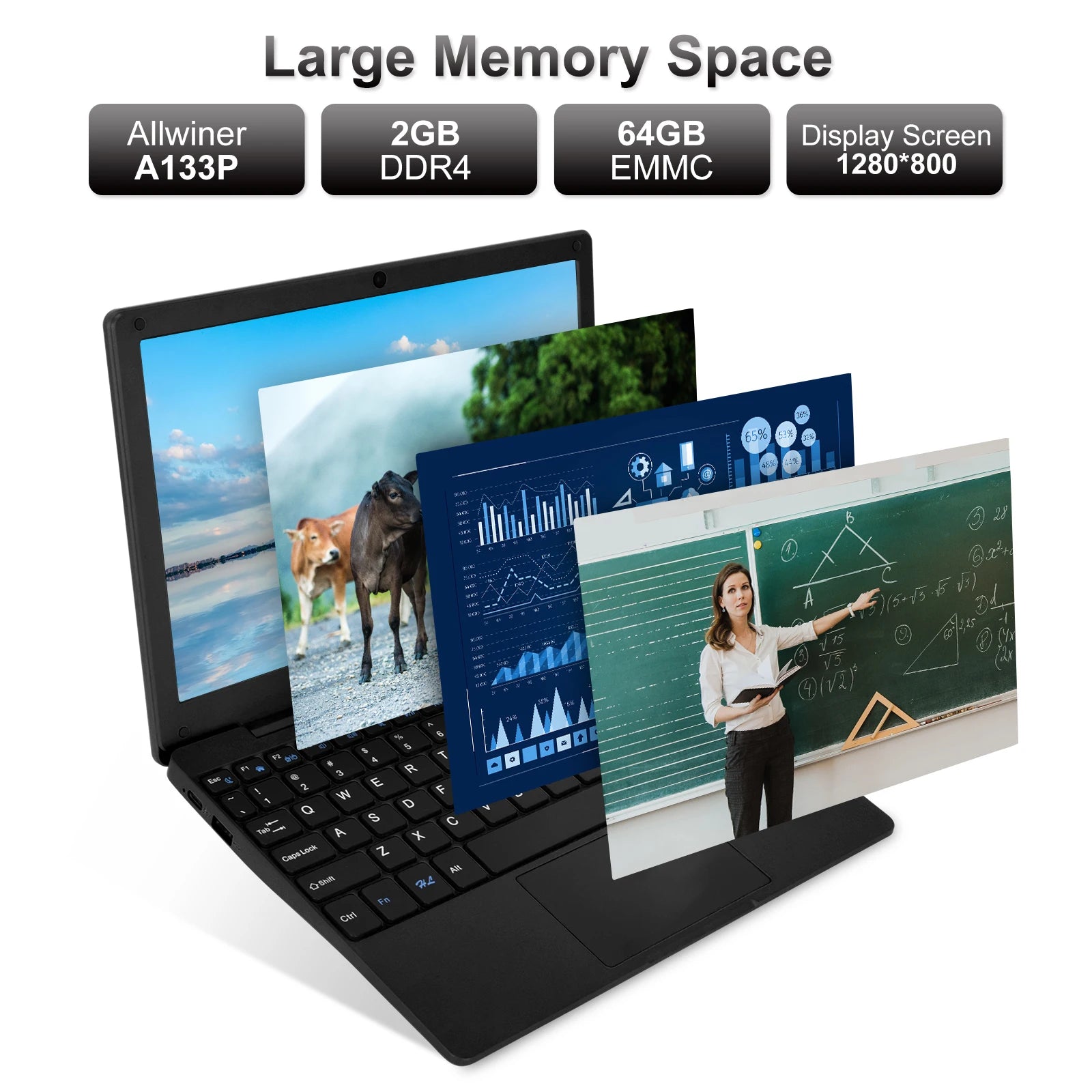 Factory direct sale 2025 latest Android 10.3 13.0 slim tablet laptop 2GB RAM + 64GB Netbook A133 CPU computer Wi-Fi USB