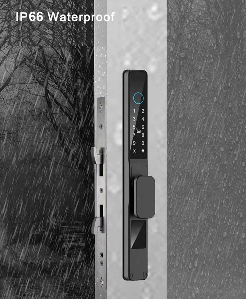 Serrure intelligente pour porte coulissante étanche, application TTLock Alexa, Code numérique par empreinte digitale, carte RFID, Anti-serrure électronique en verre d'aluminium