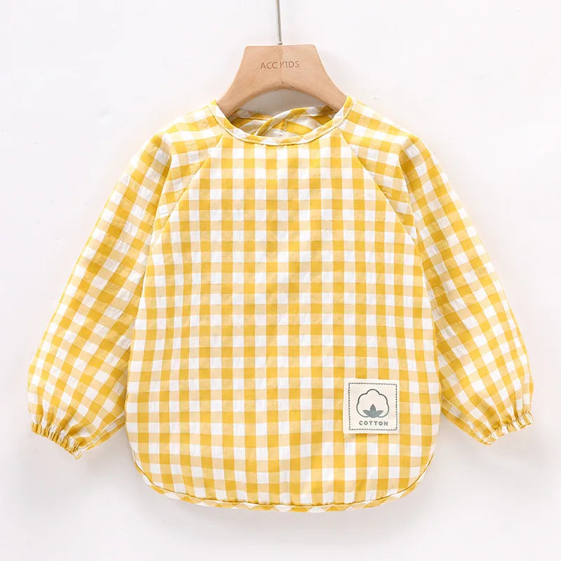 Bavoir mangeant pour bébé, tablier imperméable sans manches, salopette alimentaire, peinture en argile faite à la main, vêtements de travail pour filles et garçons, tissus à roter