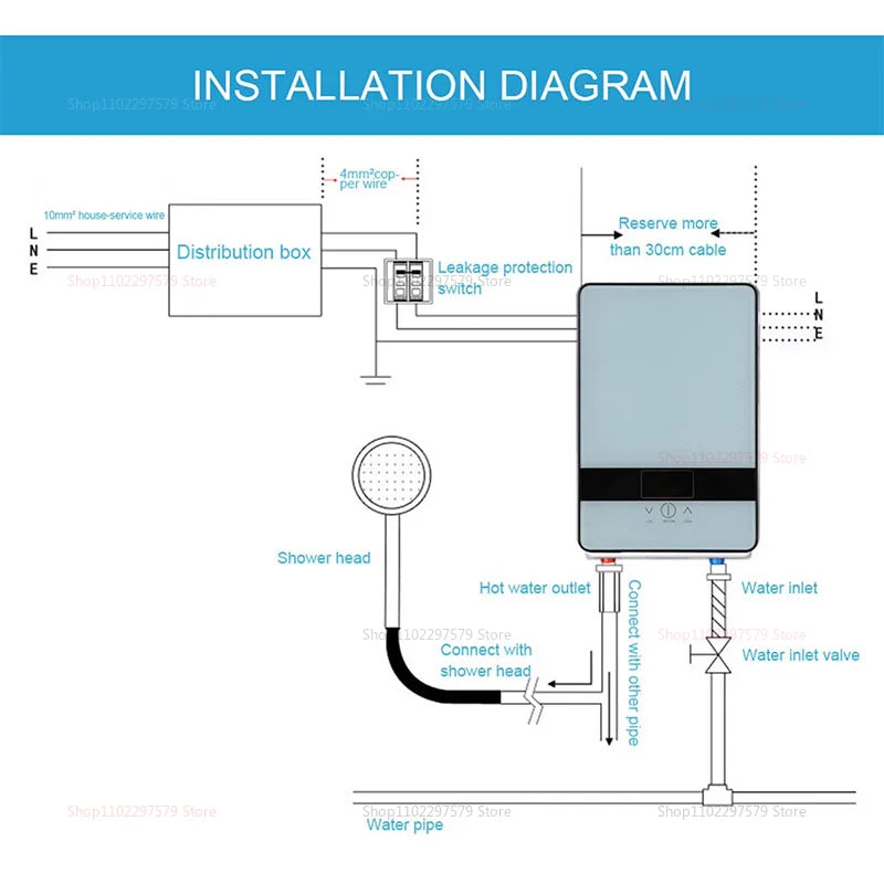 Chauffe-eau électrique instantané Portable petit chauffage rapide adapté pour salle de bain cuisine douche eau chaude rapide lorsqu'il est nécessaire