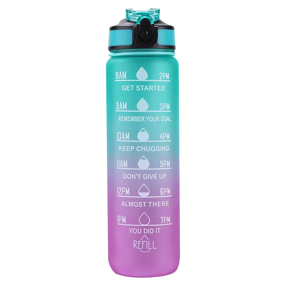 Bouteille d'eau de sport de motivation étanche, carafe à boire HI, carafe de fitness en plein air, carafe de voyage, standardisation de cuisine, 1 litre
