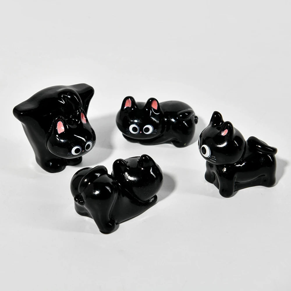 Cartoon resin cat figurine, mini kitten, tilted head, home decorations, small creative figurines for car and desk mounting