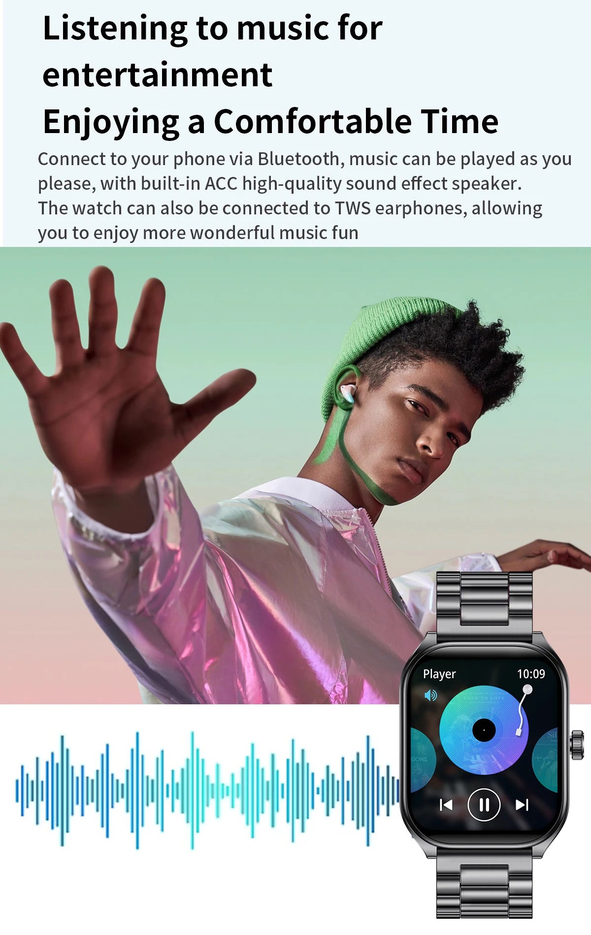Montre intelligente 2.01 ''AMOLED écran incurvé IP68 étanche Bluetooth 5.3 appel AI Vioce Assistant Fitness Smartwatch pour hommes