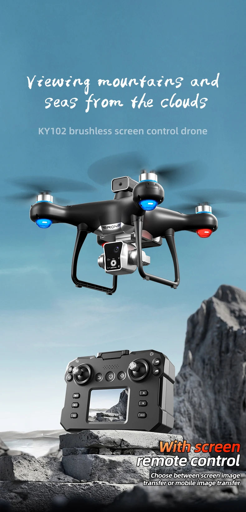 Nouveau Drone KY102 avec écran 8K, double caméra, localisation du flux optique sans balais, évitement Intelligent des obstacles, jouets d'hélicoptère RC