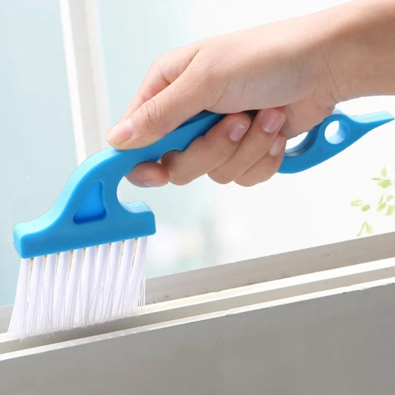 Brosse de nettoyage des espaces de fenêtre 2 en 1 et pelle plate, outil de nettoyage ménager pour cuisine, salle de bain, toilettes