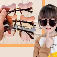 Lunettes de soleil pour enfants, ours de dessin animé mignon, pour garçons et filles, sans monture, UV400, pour voyage en plein air, ski