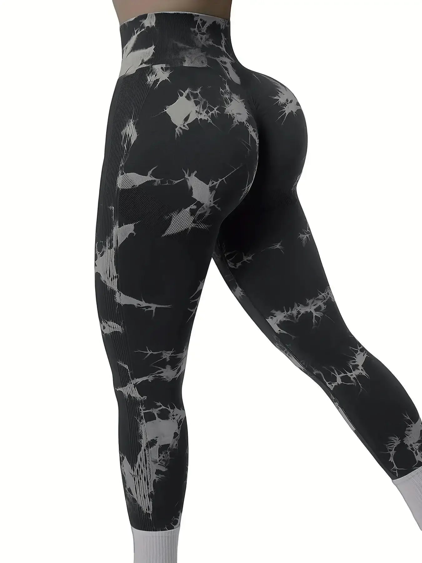 Women's stretch yoga pants, knot-dyed, seamless, peach-buttocks, high waist