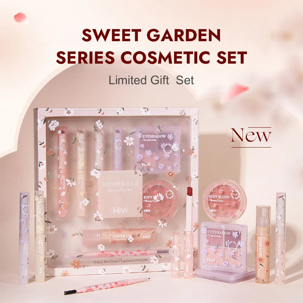 Ensemble de beauté 8 pièces avec rouge à lèvres, correcteur, fard à paupières, sourcils et fard à joues
