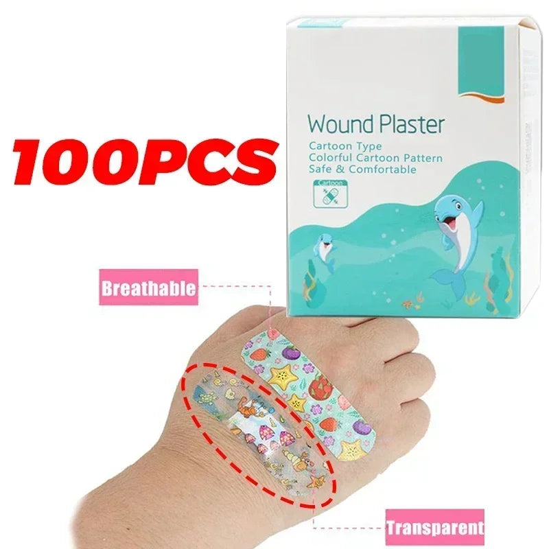 Bandages en vrac, dessin animé mignon, adhésif Flexible, 100 pièces, bandes médicales imperméables et respirantes pour enfants