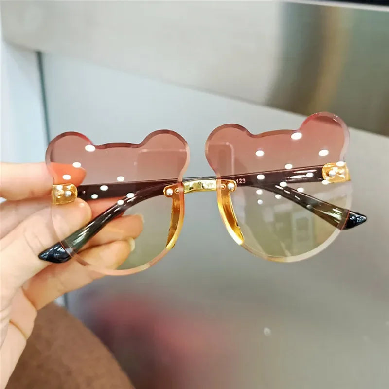 Lunettes de soleil en forme d'ours pour enfants, lunettes de soleil de dessin animé pour enfants, lunettes anti-absorbe ouissement pour garçons, lunettes de conducteur de lunettes de soleil carillon pour filles