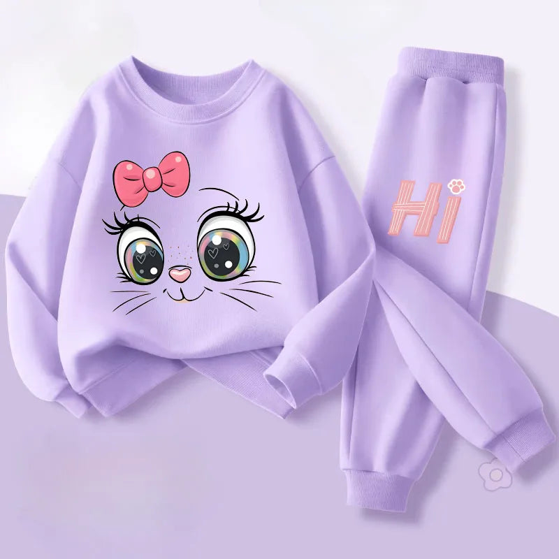 Ensembles de sweat à capuche et manches longues pour filles, nouveau Style de printemps, pull, pantalon Long, costume deux pièces, tenues décontractées pour enfants, survêtement pour enfants